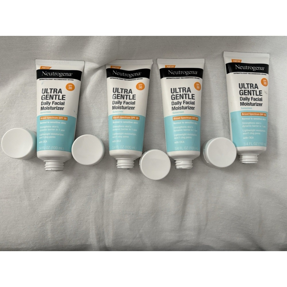 NEW Neutrogena Ultra Gentle SPF 30 Daily Moisturizer 3.4 fl oz each 4 PACKS - Picture 2 of 4